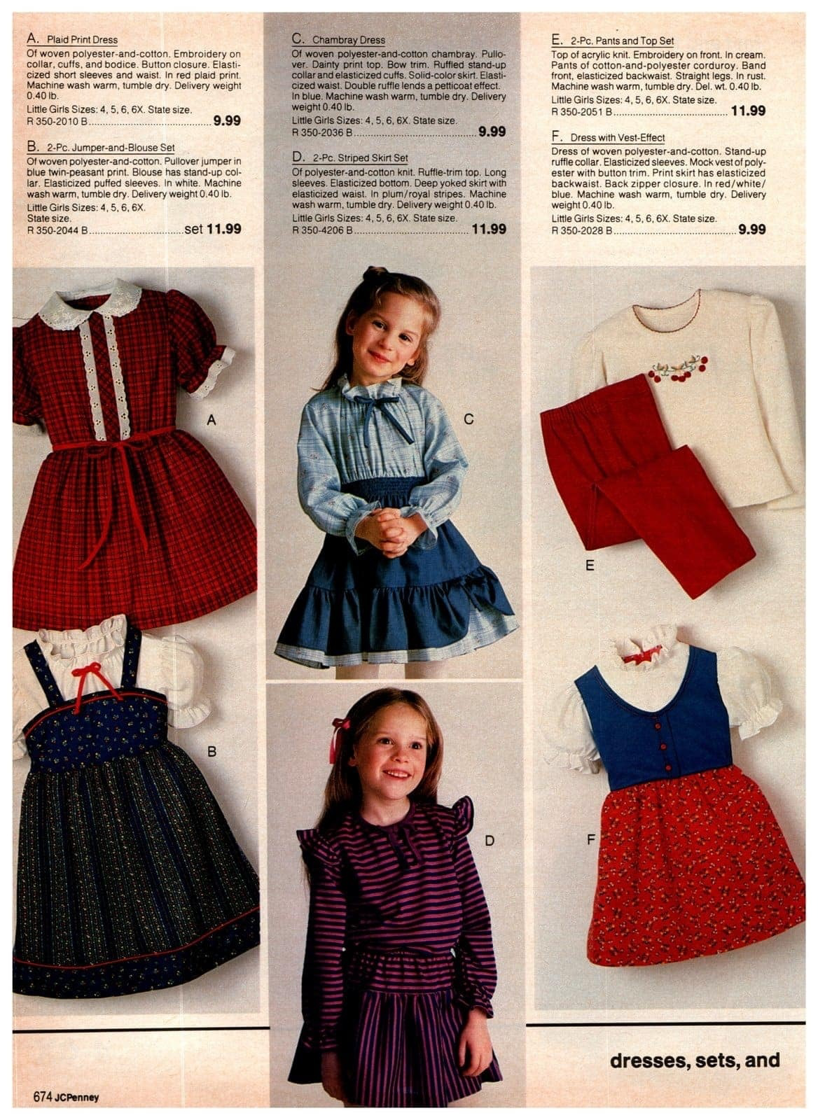 Original catalog page with children's clothing photographs