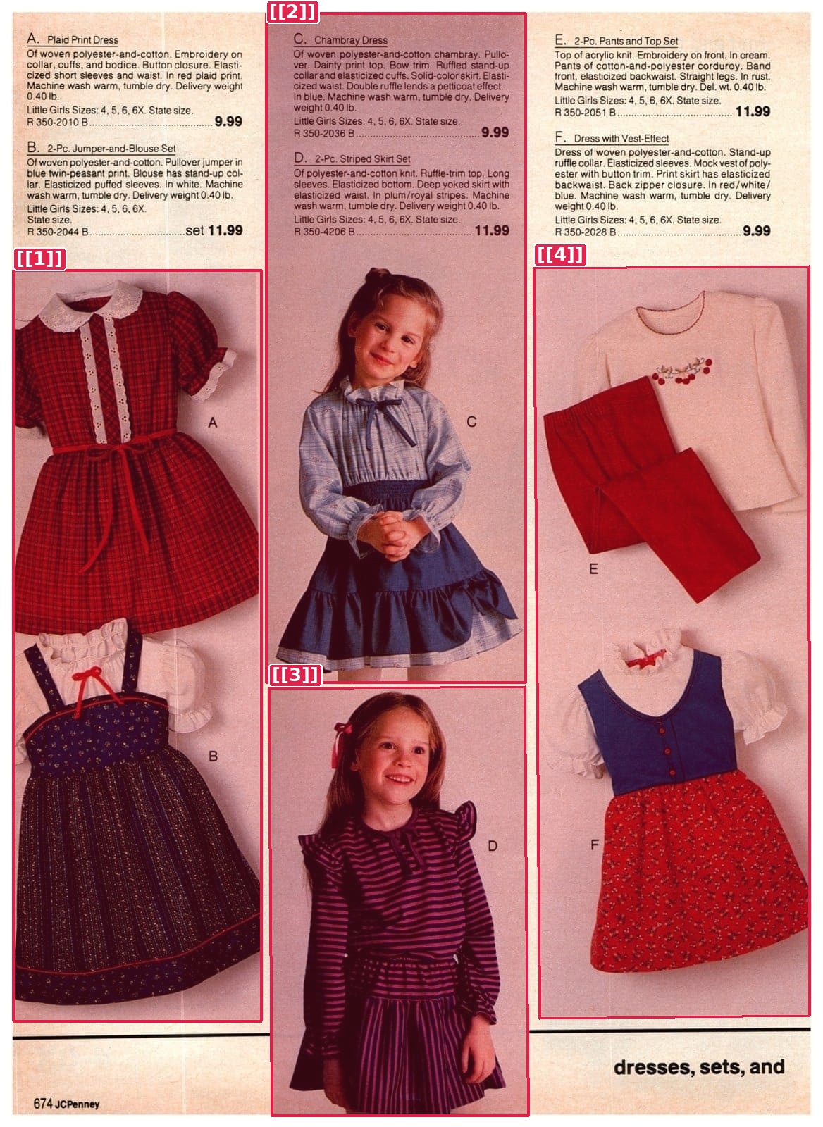 Catalog page with four numbered photograph anchors