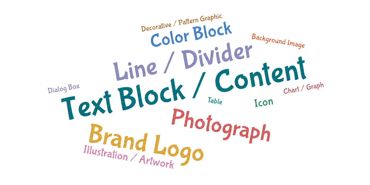 Word cloud of the 12 ADOPD semantic classes, with font size partially reflecting mask count and a distinct color for each class
